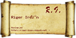 Riger Irén névjegykártya